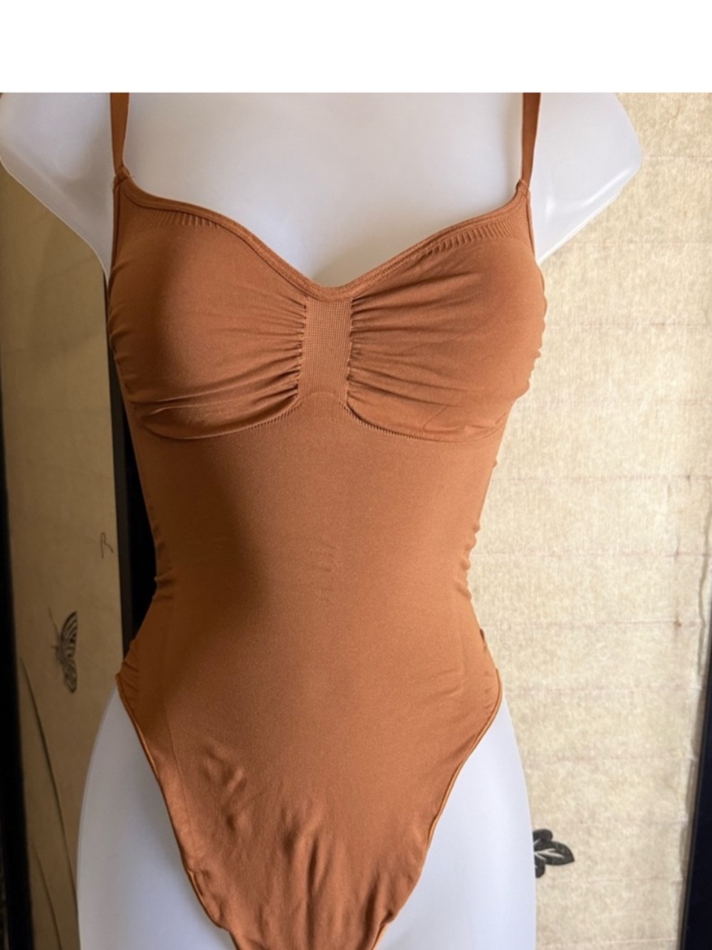 SKIMS Caramel Ruched Bust One-Piece